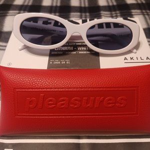 PLEASURES x AKILA Lithium White Sunglasses